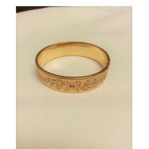 Solid Gold 2.5" Vintage Hayward Signed, Bangle Bracelet